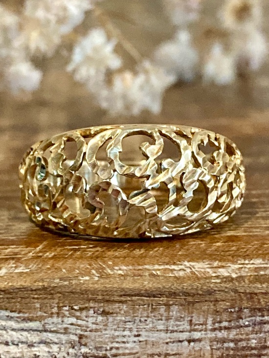 Vintage Jewelry - Vintage 10k Yellow Gold JCM Openwork Filigree Band Ring Women's Jewelry Size 7